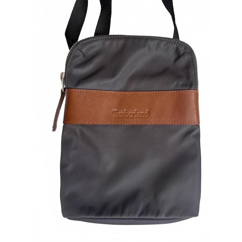 Timberland Crossbody Bag Black Nylon Leather Logo Unisex
